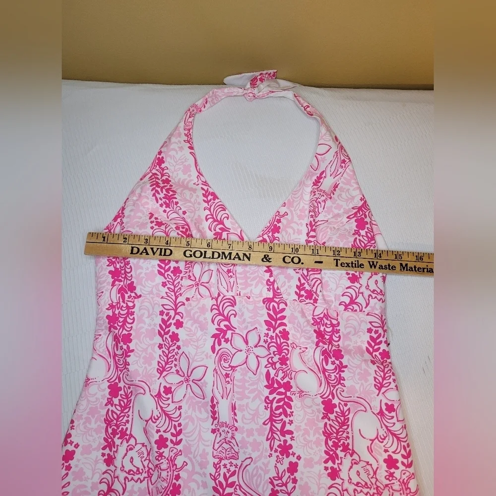 Lilly Pulitzer 100% Cotton Livie Pink Halter Top Dress sz 4 - Picture 10 of 15